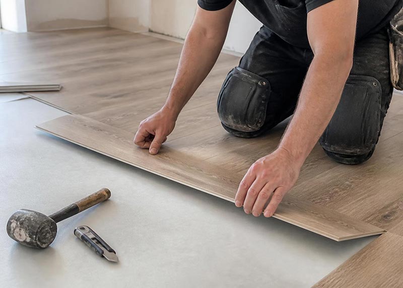 Fitter laying SPC flooring
