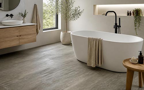SPC flooring on bathroom floor
